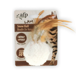 Snebold med Fjer og Catnip Hvid